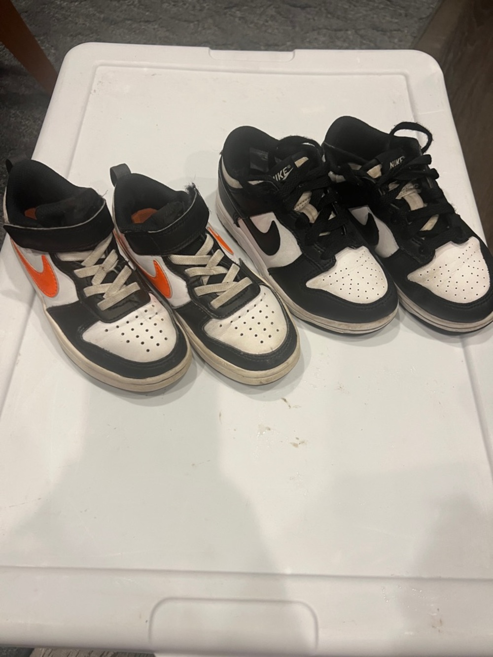 Nike 2 pair of Kids Mid-Top Sneakers in Black& white pandas,black,White & Orange